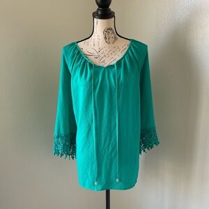 Catherines Women’s 3XWP Teal 3/4 Sleeve Blouse